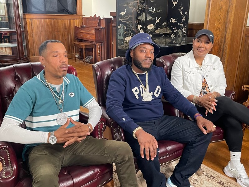 Marshon Jones, Curtis James and Gloria James talk about the work of the LeBron James Family Foundation during a visit to Washington, D.C., where they appeared on the PBS show "The Chavis Chronicles." (Stacy M. Brown/The Washington Informer)