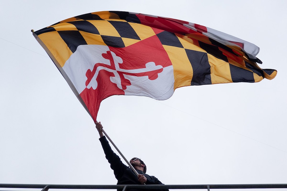 **FILE** Maryland flag waving from the upper deck at M&T Bank Stadium (Austin Kirk via Wikimedia Commons)