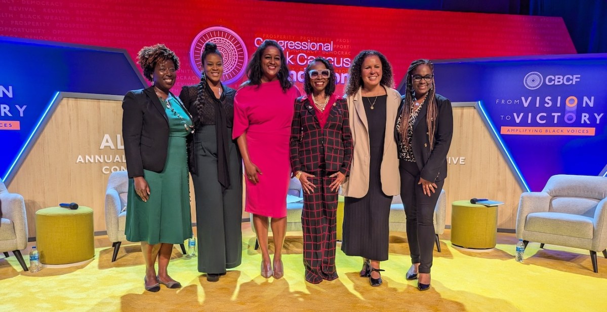 The “Beyond the Algorithm: AI and Black Lives” panel during the 2024 Congressional Black Caucus Foundation Annual Legislative Conference featured: moderator Afua Bruce, founder and principal of ANB Advisory Group; Nicole Jefferson, vice president of U.S. Government Affairs at Dell Technologies; Chanelle Hardy, head of Civil Rights at Google; New York Democratic Congresswoman Yvette Clarke; Safiya Noble, Ph.D., professor and author; and the Brookings Institution’s Nicol Turner-Lee. (Brenda C. Siler/The Washington Informer)