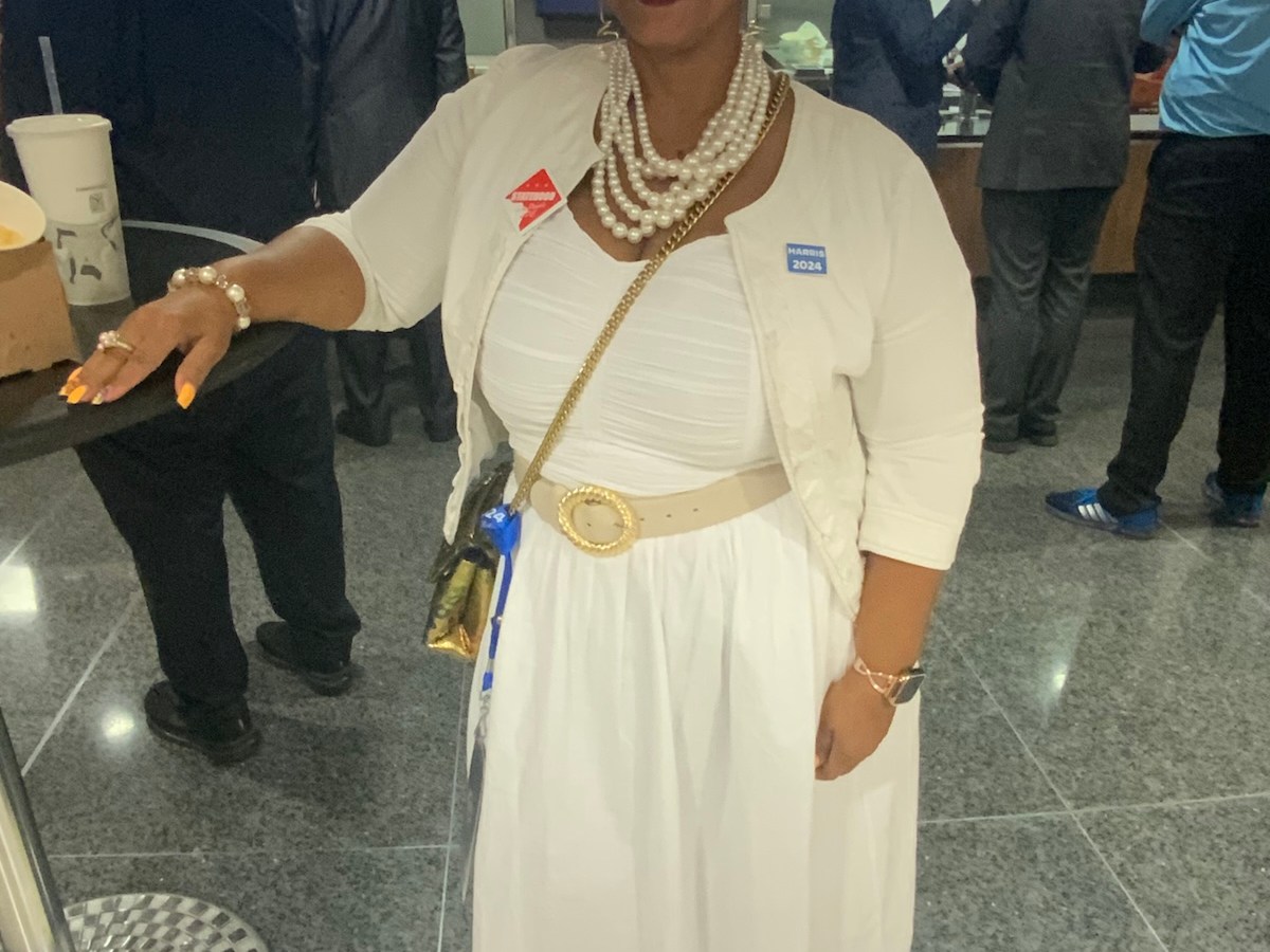 Sheila Bunn, a member of the D.C. Democratic Party and third vice president of the Ward 8 Democrats, attends the Democratic National Convention in Chicago on Aug. 22. (Micha Green/The Washington Informer)