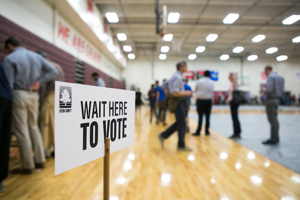 **FILE** Voters line up to cast their ballots at a polling station set up at Grady High School for the midterm elections on November 6, 2018 in Atlanta, Georgia. (Photo by Jessica McGowan/Getty Images)