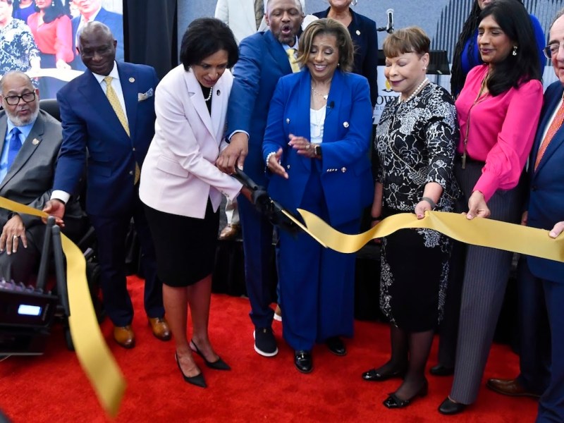 Maryland political leaders and justice advocates such as Bowie Mayor Tim Adams, Bowie State President Aminta Breaux and Dawn and Richard Collins, cut the ribbon for the Martin Luther King Jr. Center on Aug. 27. (Robert R. Roberts/The Washington Informer)