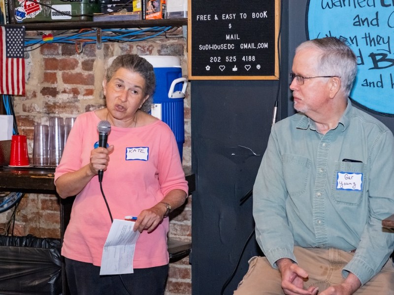 Dr. Kate Sugarman, a family medicine physician at Unity Health, speaks with union members at the Sudhouse DC. (Ja’Mon Jackson/The Washington Informer)