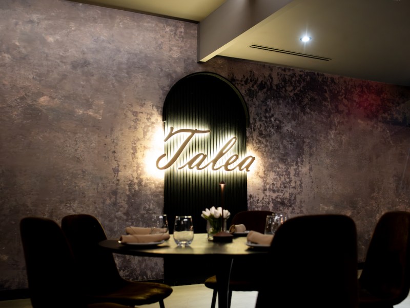 Talea's dining room, adorned with elegant decor, offers a warm, welcoming atmosphere, ideal for an intimate and memorable dining experience. (Courtesy of Jordan Barnes)