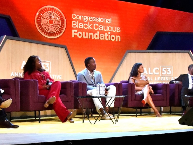 The first panel as part of the Congressional Black Caucus Foundation National Town Hall on Sept. 12, featuring moderator Don Lemon and panelists LaTosha Brown, Dr. Michael McAfee, Alexis McGill Johnson, Derrick Johnson and Democratic Alabama Congresswoman Terri Sewell. (Robert R. Roberts/The Washington Informer)