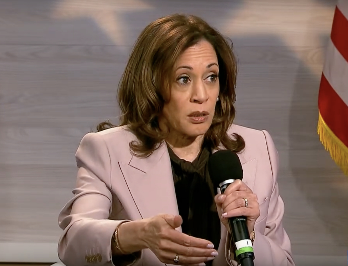 Democratic presidential nominee Kamala Harris speaks during an interview with members of the National Association of Black Journalists at the WHYY studio in Philadelphia on Sept. 17.