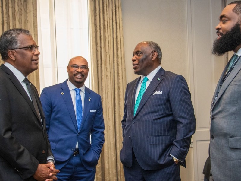 Bahamas Foreign Affairs Minister Fred Mitchell, Bahamas Ambassador to the 0AS Chet Neymour, Ambassador Wendall Jones and Mikhail Bullard at a business investment forum. (Courtesy photo)